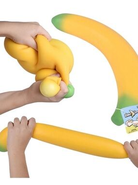 NWT Laffy Snacks Jumbo Squishy Yellow Banana Stress Ball Toy Stretch Squeeze